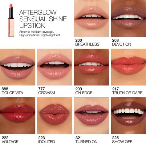 nars afterglow lip balm swatches|nars afterglow sensual shine lipstick.